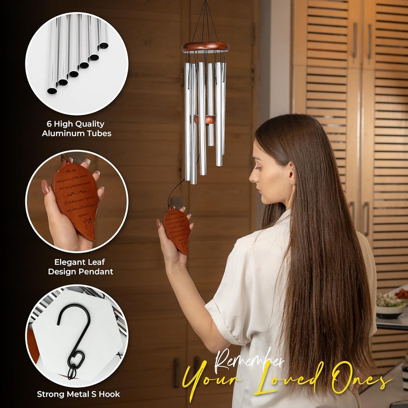Windsplay Best Memorial Wind Chimes for Outside - 32.5" Sympathy Wind Chimes Memorial Gifts for Loss of Loved One - in Remembrance Gifts - Best Bereavement Gift Idea for Loss of Loved One - Unique Funeral Gift - Image 3